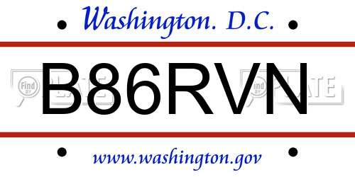 B86RVN District Of Columbia License Plate