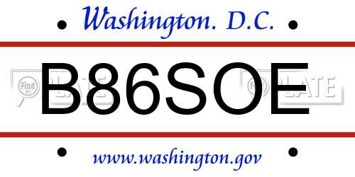 B86SOE District Of Columbia License Plate