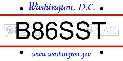 B86SST District Of Columbia License Plate