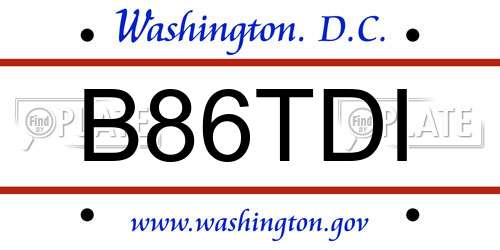 B86TDI District Of Columbia License Plate