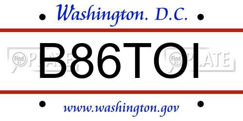 B86TOI District Of Columbia License Plate