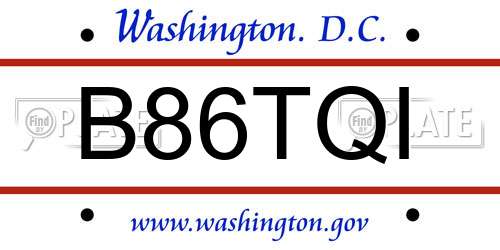 B86TQI District Of Columbia License Plate