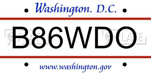 B86WDO District Of Columbia License Plate