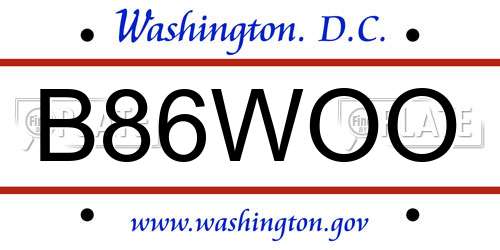 B86WOO District Of Columbia License Plate