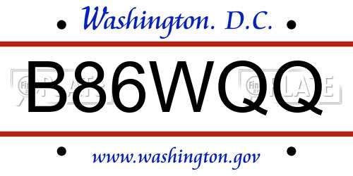 B86WQQ District Of Columbia License Plate