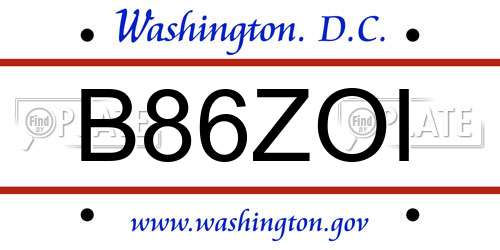 B86ZOI District Of Columbia License Plate