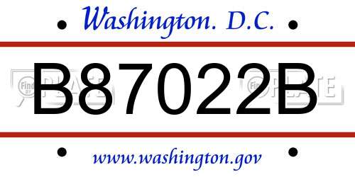 B87022B District Of Columbia License Plate