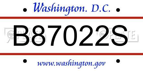 B87022S District Of Columbia License Plate
