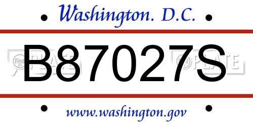 B87027S District Of Columbia License Plate