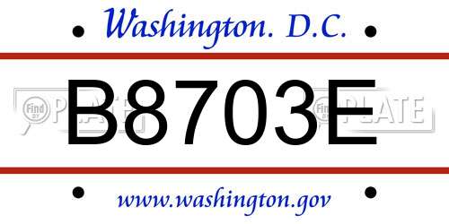 B8703E District Of Columbia License Plate