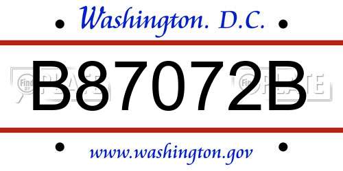 B87072B District Of Columbia License Plate
