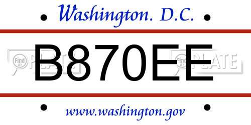 B870EE District Of Columbia License Plate