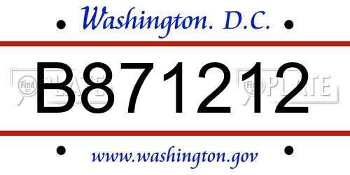 B871212 District Of Columbia License Plate