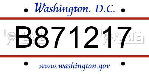 B871217 District Of Columbia License Plate