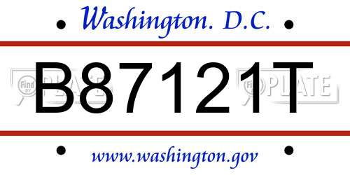 B87121T District Of Columbia License Plate