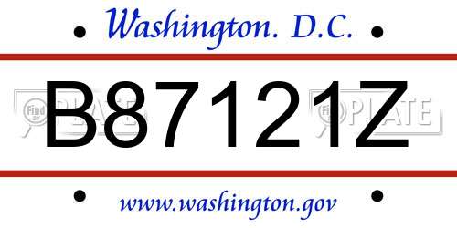 B87121Z District Of Columbia License Plate