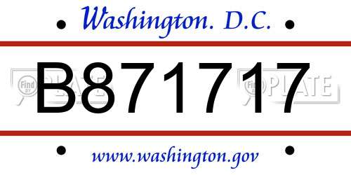 B871717 District Of Columbia License Plate