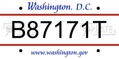 B87171T District Of Columbia License Plate