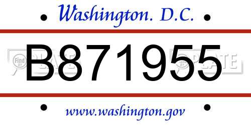 B871955 District Of Columbia License Plate
