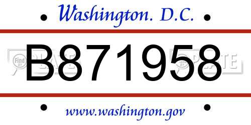 B871958 District Of Columbia License Plate