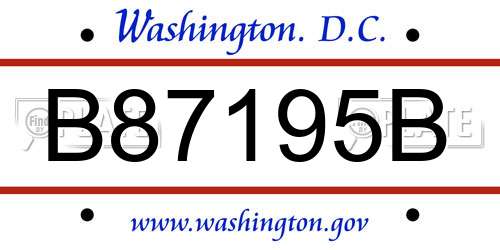 B87195B District Of Columbia License Plate