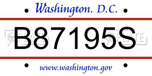 B87195S District Of Columbia License Plate