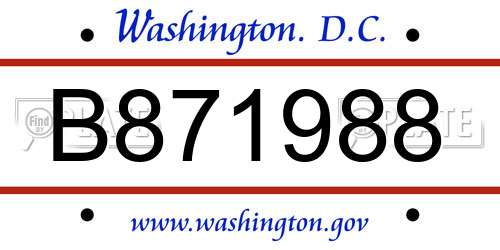 B871988 District Of Columbia License Plate