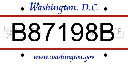 B87198B District Of Columbia License Plate