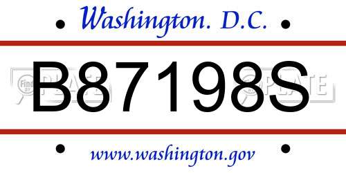 B87198S District Of Columbia License Plate