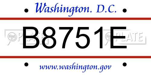B8751E District Of Columbia License Plate
