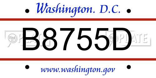 B8755D District Of Columbia License Plate