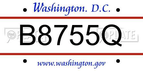 B8755Q District Of Columbia License Plate