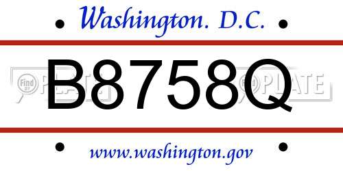 B8758Q District Of Columbia License Plate