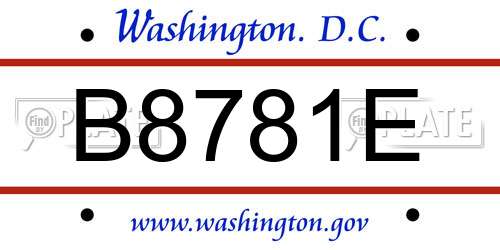 B8781E District Of Columbia License Plate