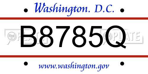 B8785Q District Of Columbia License Plate