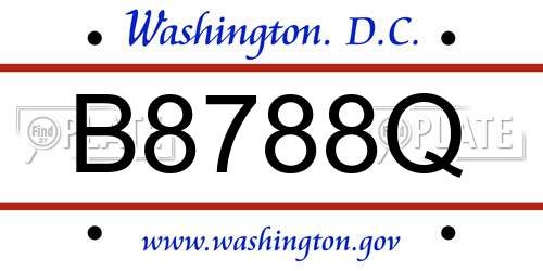 B8788Q District Of Columbia License Plate
