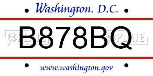 B878BQ District Of Columbia License Plate