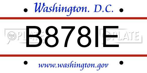 B878IE District Of Columbia License Plate