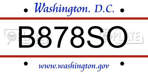 B878SO District Of Columbia License Plate