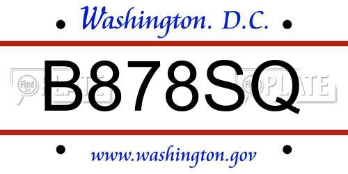 B878SQ District Of Columbia License Plate