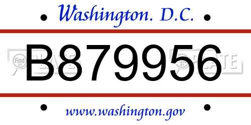 B879956 District Of Columbia License Plate