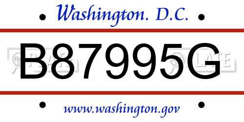 B87995G District Of Columbia License Plate
