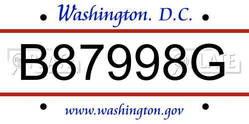 B87998G District Of Columbia License Plate