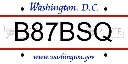 B87BSQ District Of Columbia License Plate