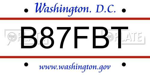 B87FBT District Of Columbia License Plate