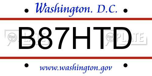 B87HTD District Of Columbia License Plate