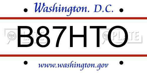 B87HTO District Of Columbia License Plate