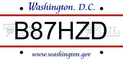 B87HZD District Of Columbia License Plate
