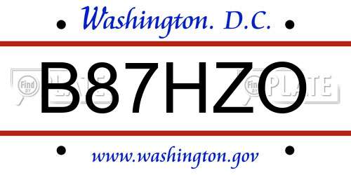 B87HZO District Of Columbia License Plate
