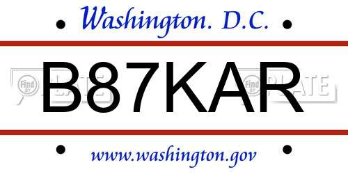 B87KAR District Of Columbia License Plate